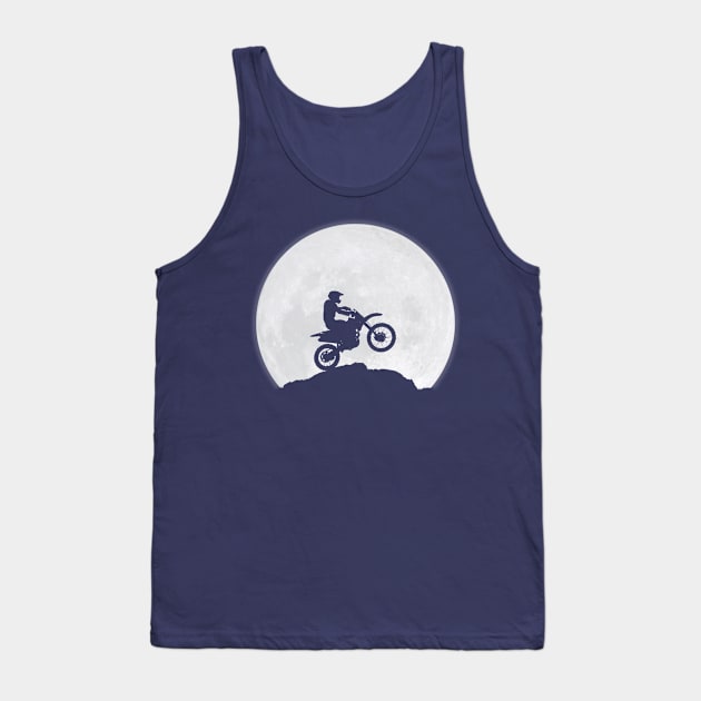 Motorcyclist and the moon Tank Top by Crab